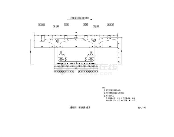 主桥箱梁118断面钢束布置图纸-图一