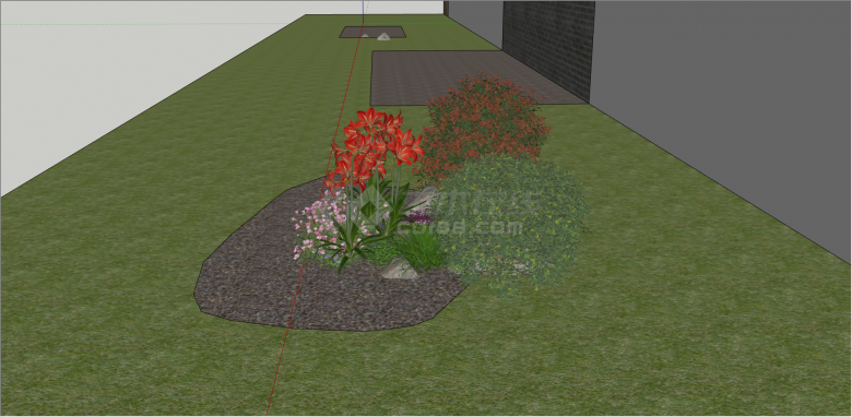 现代多种类花带草坪su模型-图二