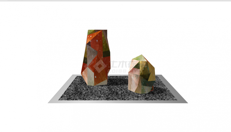 五颜六色不规则石头景观设计su模型-图一