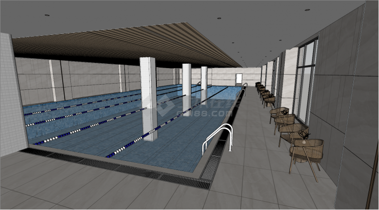 新型室内游泳池su模型-图二