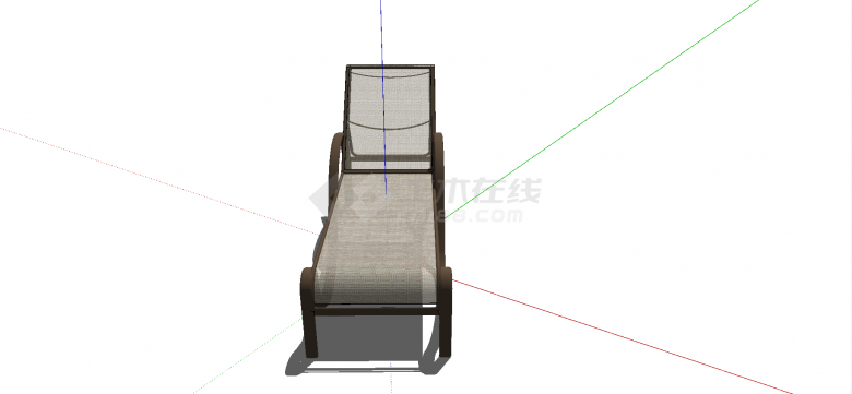 简单钢管材质麻布面料户外躺椅su模型-图二
