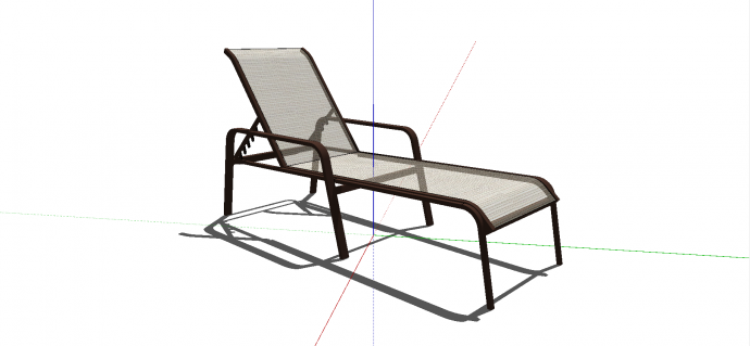 现代亚麻铁皮材质可调节靠背式户外躺椅su模型_图1