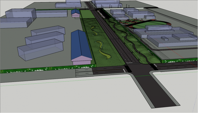 现代大型停车场规划su模型_图1