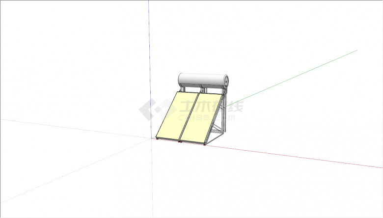 黄色双板太阳能热水器su模型-图一