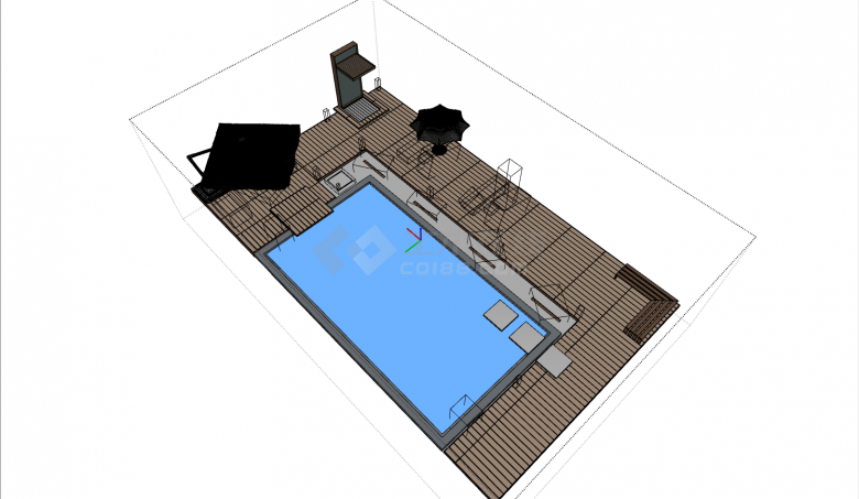 小型家庭式户外泳池su模型-图二