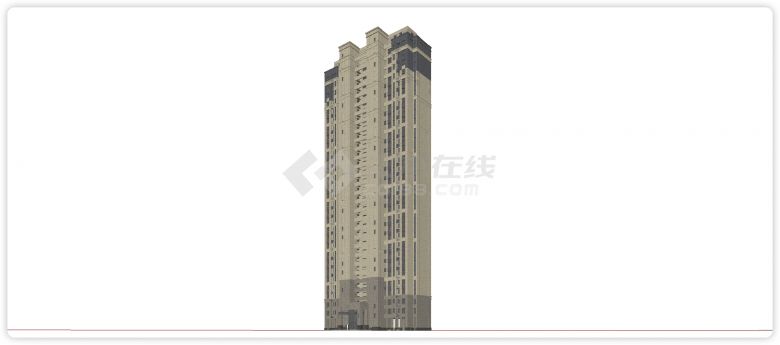 顶层复式高级高层住宅su模型-图二