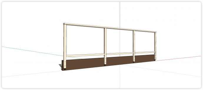 米色框架结构玻璃栏杆su模型_图1