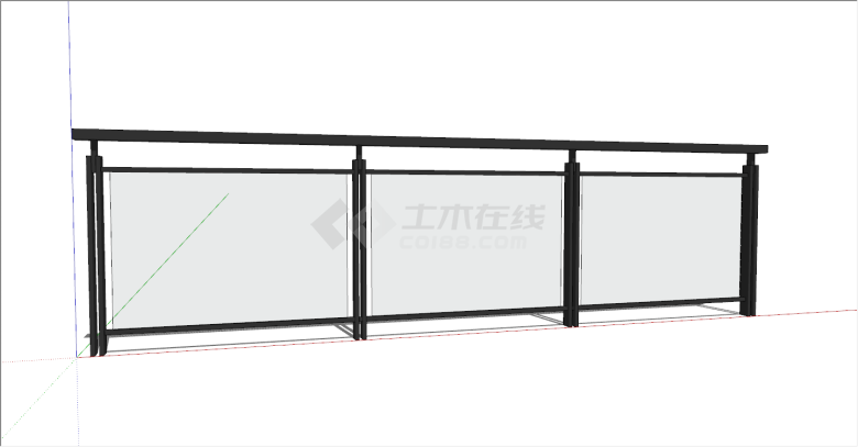 沉稳商务的玻璃栏杆su模型-图一