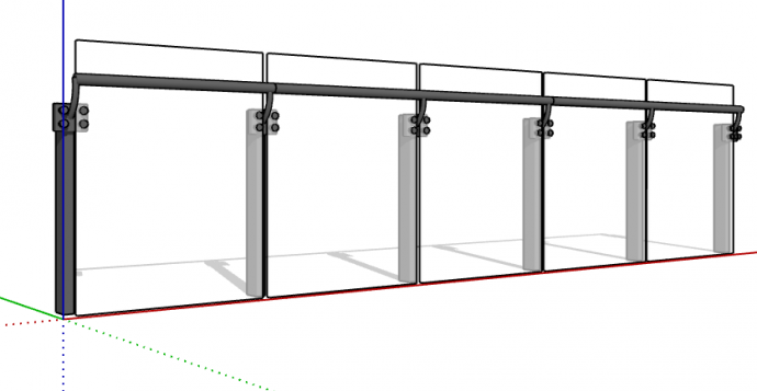 五个连体简易玻璃栏杆su模型_图1