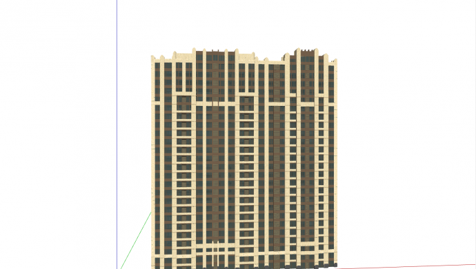中式简约高层住宅建筑su模型_图1