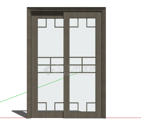 简约花纹褐色推拉门su模型-图一