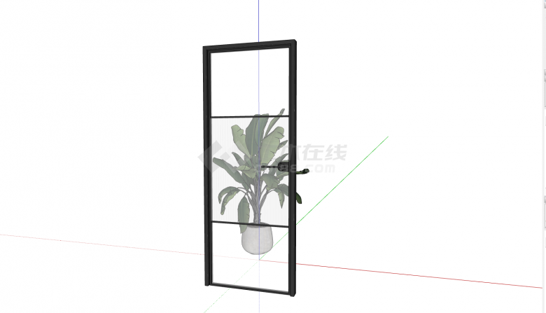 简约三节式玻璃门设计su模型-图二