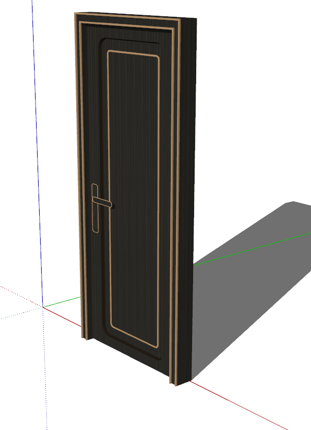 现代中式黑色单扇门su模型_图1