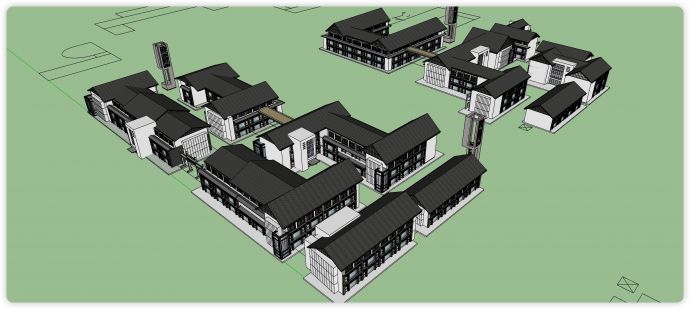 中式商业模型仿古建筑SU模型_图1