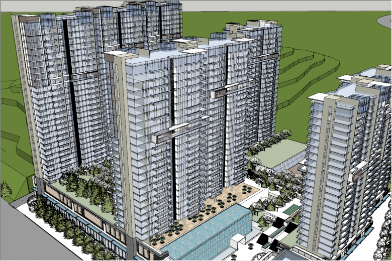 现代风格高档大型高层小区高层住宅su模型-图二