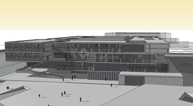 图书馆方案建筑设计su模型-图二