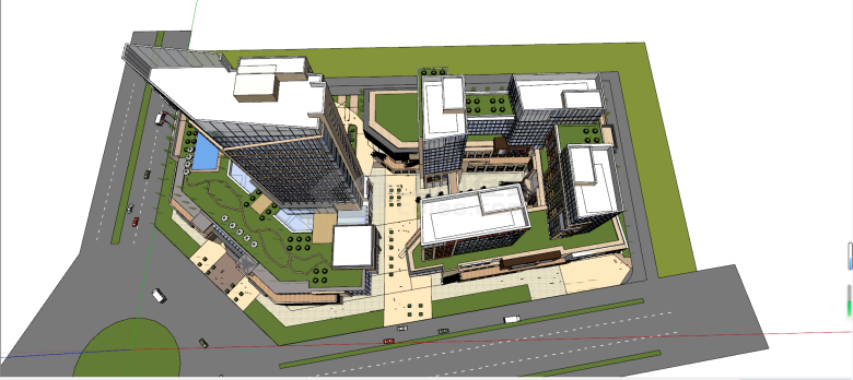现代多层裙楼商业酒店综合体SU模型-图二