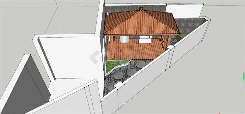 庭院阳台屋顶花园别墅su模型-图二