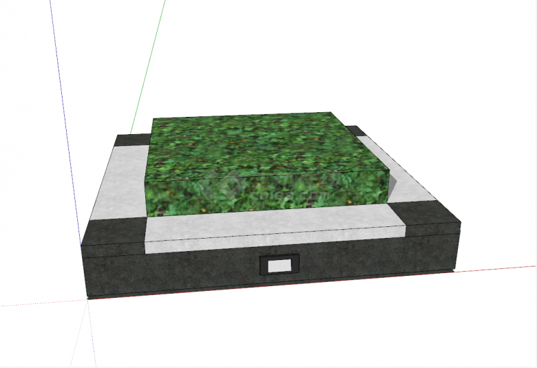 现代黑白灰高级感方形树池su模型-图二