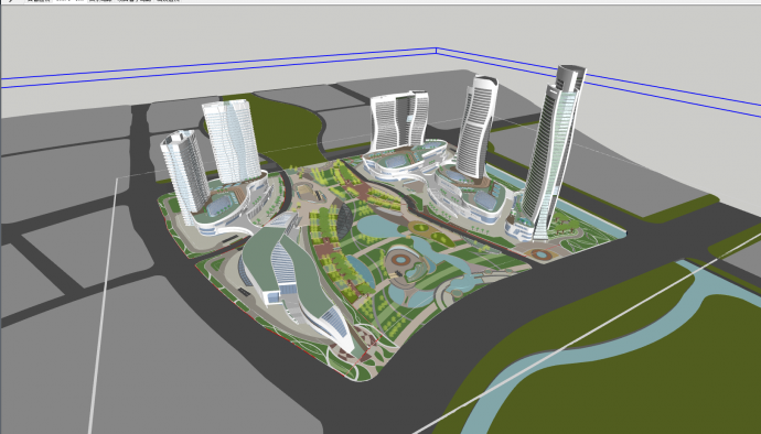 大型花园式办公建筑su模型_图1