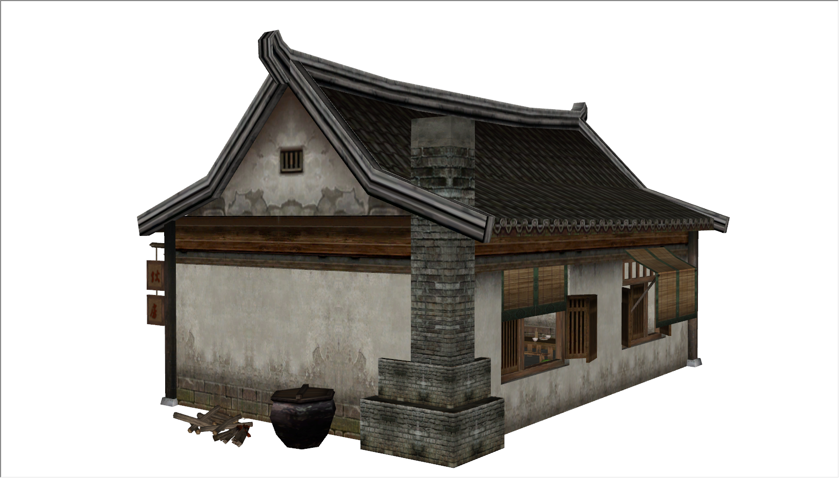 中式古建伙房厨房SU模型