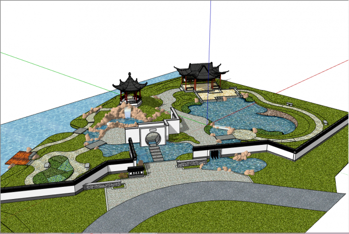 中式园林景观建筑su模型_图1