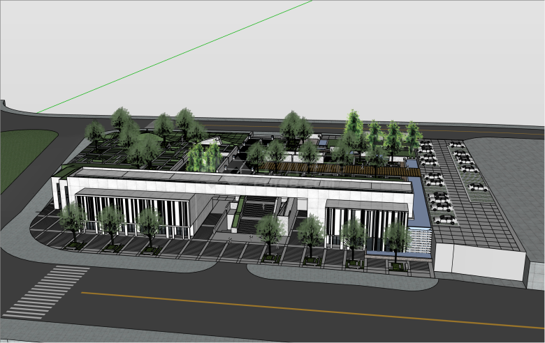 简约现代风格广场园林景观SU模型-图一