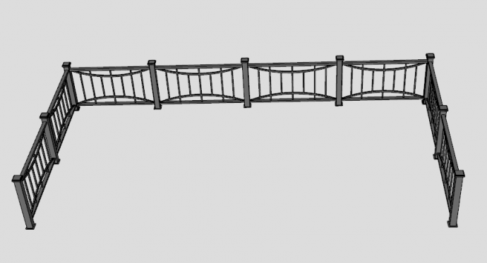 建筑铁艺围栏su模型_图1