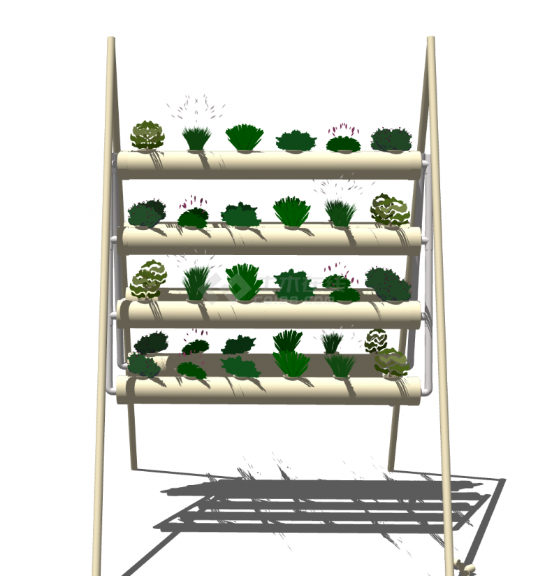四层架式蔬菜种植器皿SU模型-图一