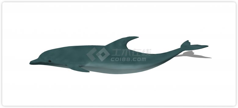 墨绿色海豚水族馆鱼类动物组合su模型-图一