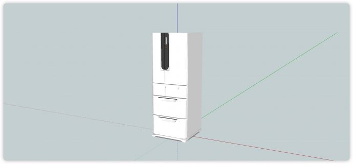 白色对开门抽屉冰箱厨房电器su模型_图1