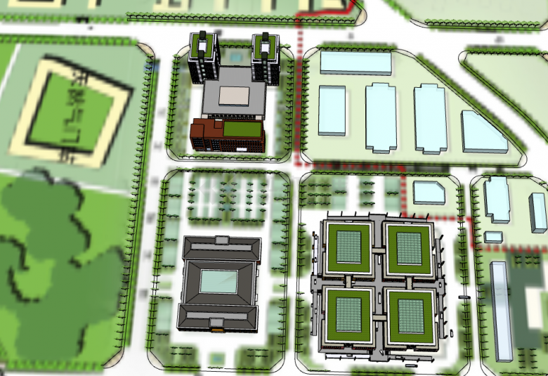 绿色城市规划工业园su模型-图二