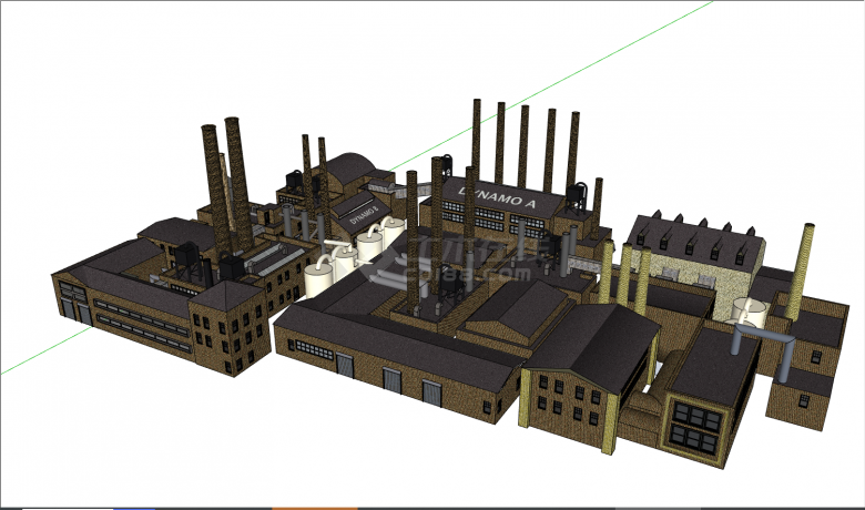 这是一座现代化的规模宏大的厂房 su模型-图二
