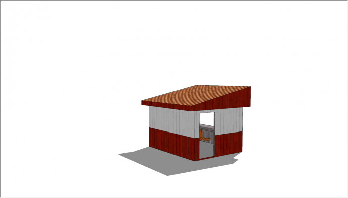 中式红色小木屋售卖亭su模型_图1