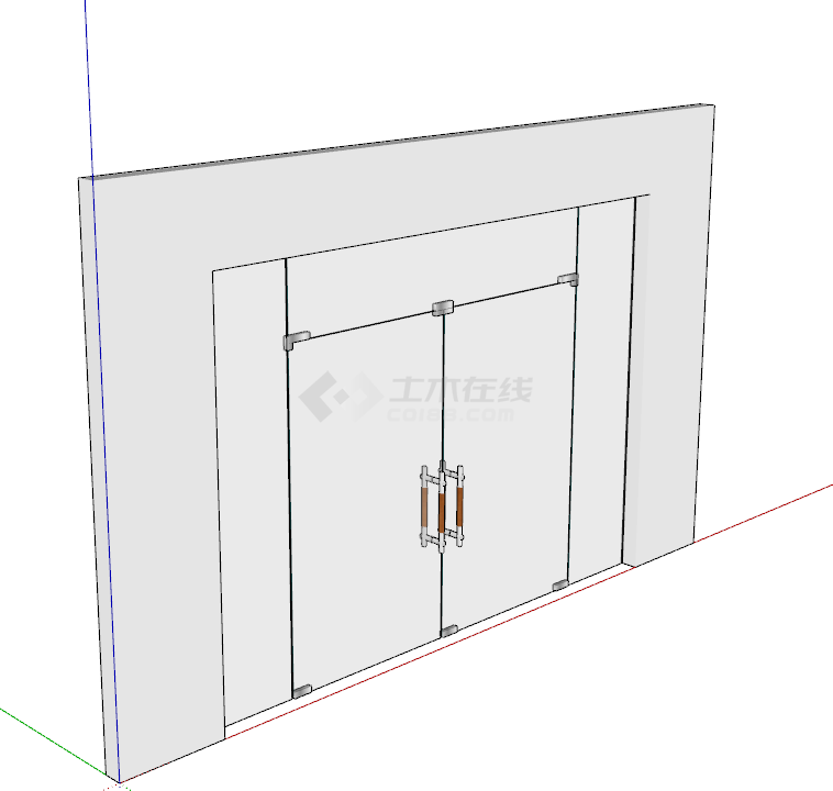 现代简约双开玻璃门su模型-图二