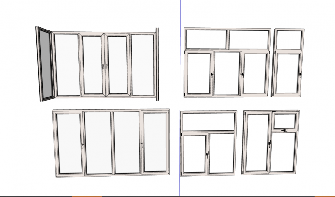 浅色的简约的窗户组合 su模型_图1