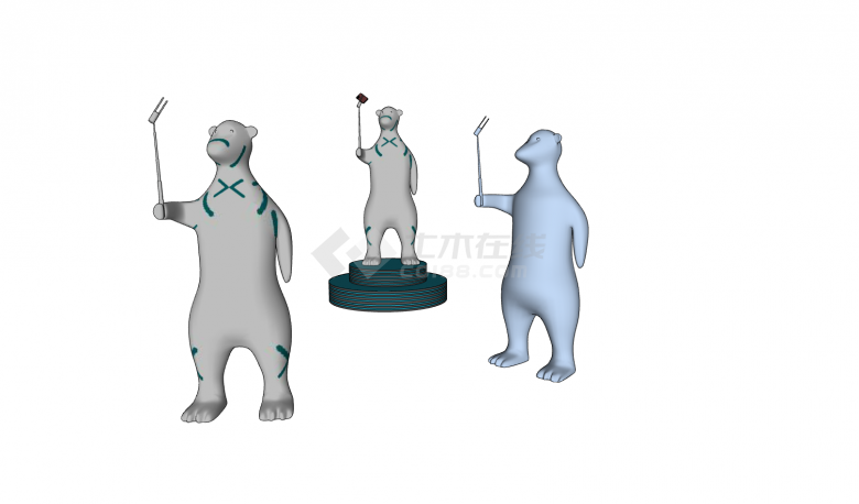 站立现代雕塑摆件熊摆件雕塑su模型-图二