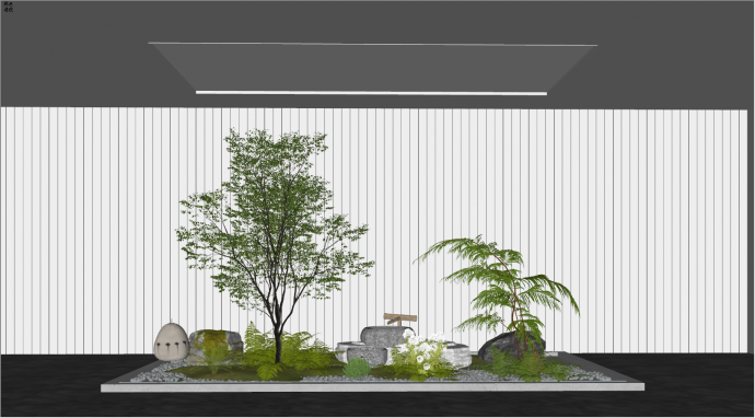 现代庭院小品室内景观蕨类植物su模型_图1