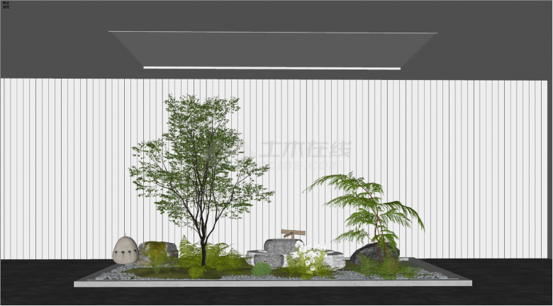 现代庭院小品室内景观蕨类植物su模型-图一