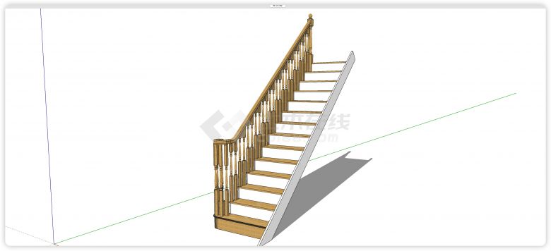 枫木踏板直上直下楼梯su模型-图二