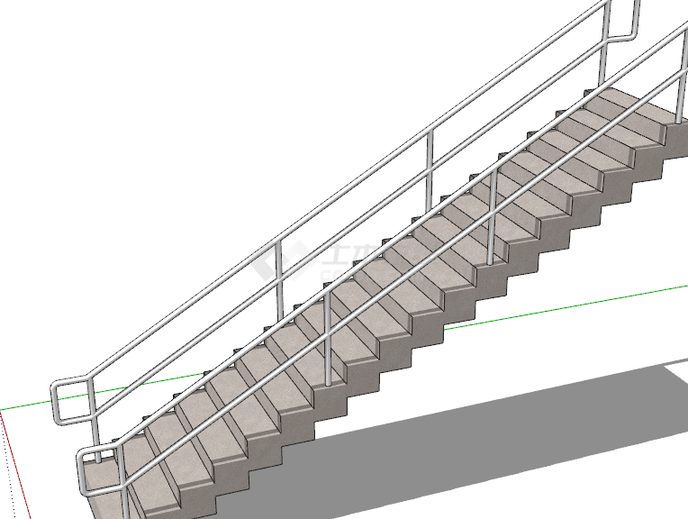 带扶手灰色楼梯su模型-图二