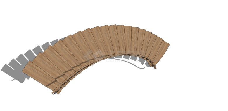 钢木弧形单边楼梯su模型-图二