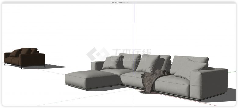 双人三人沙发家具su模型-图二