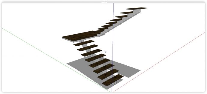 乌木踏板无扶手楼梯su模型_图1