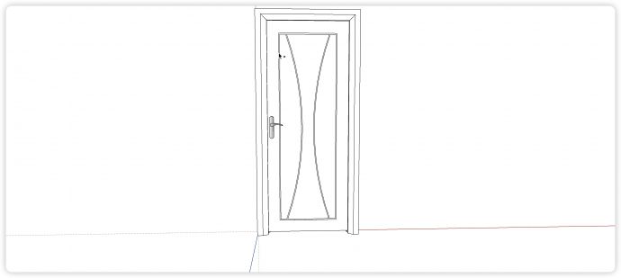 月牙雕花实木室内门su模型_图1