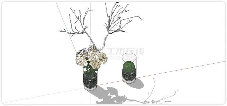 玻璃杯宽口柱形花瓶su模型-图二