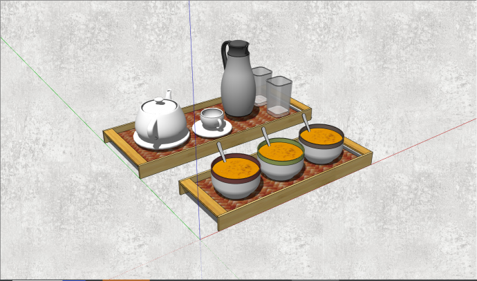 简约的额大气的茶具用品SU精品组合摆件_图1
