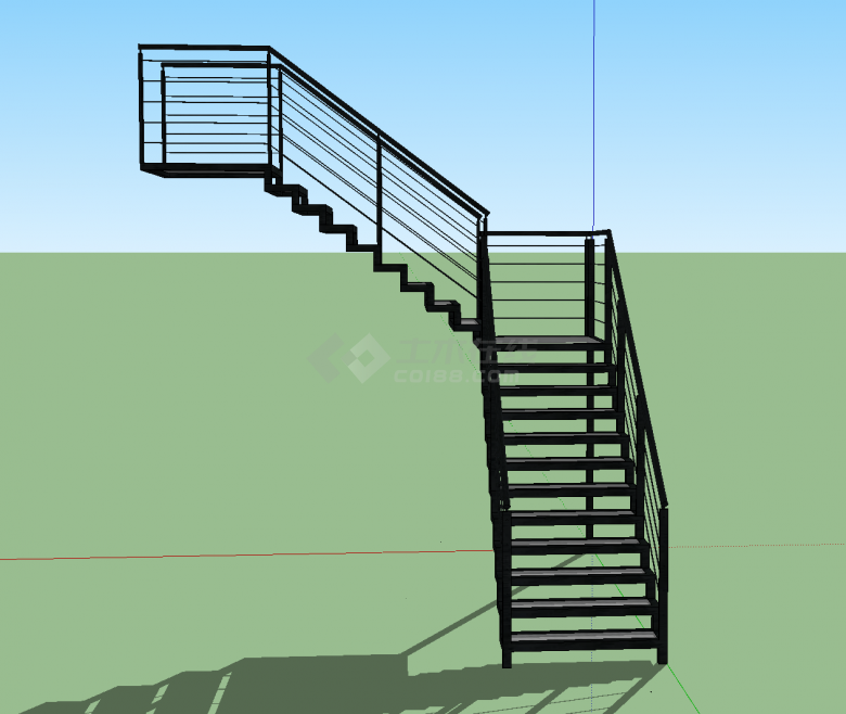 现代风格金属材质阶梯su模型-图二