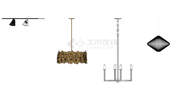 多样式风格组合吊灯 su模型-图一