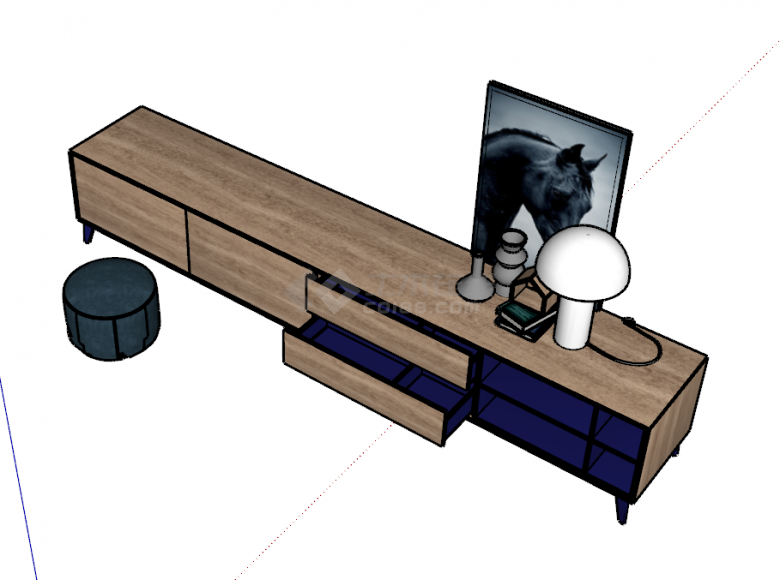 卧室简单电视柜模块su模型-图二